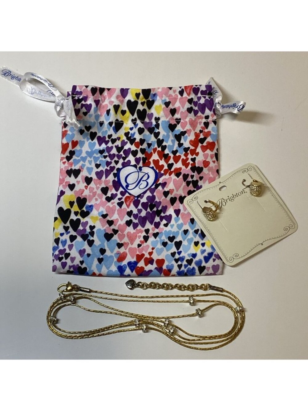 Brighton MERIDIAN SET of 2 Necklace & Leverback Earrings Gold Plated Lot in Bag